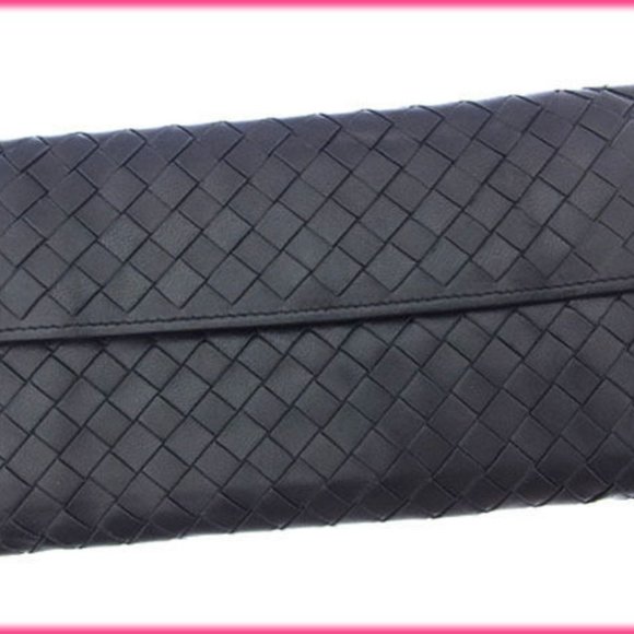 Bottega Veneta Wallet Purse Intrecciato Black Gold Woman Authentic Used - Picture 5 of 5